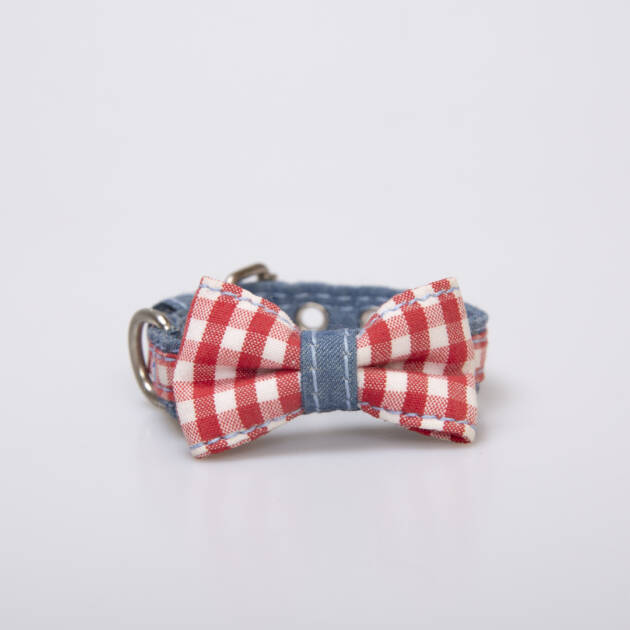 COLLAR PARA PERRO A CUADROS Y JEAN