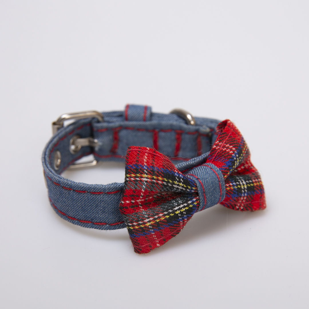 COLLAR PARA PERRO JEAN Y LAZO ESCOCÉS
