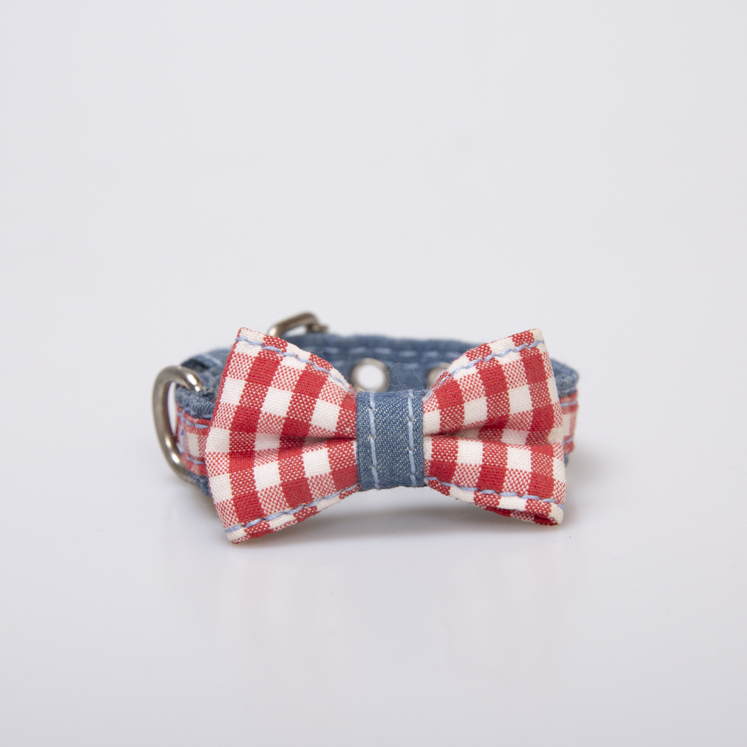 COLLAR PARA PERRO JEAN Y LAZO CUADROS - Imagen 2