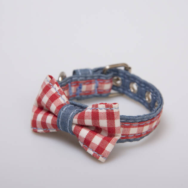 COLLAR PARA PERRO JEAN Y LAZO CUADROS