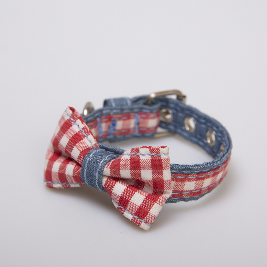 COLLAR PARA PERRO JEAN Y LAZO CUADROS