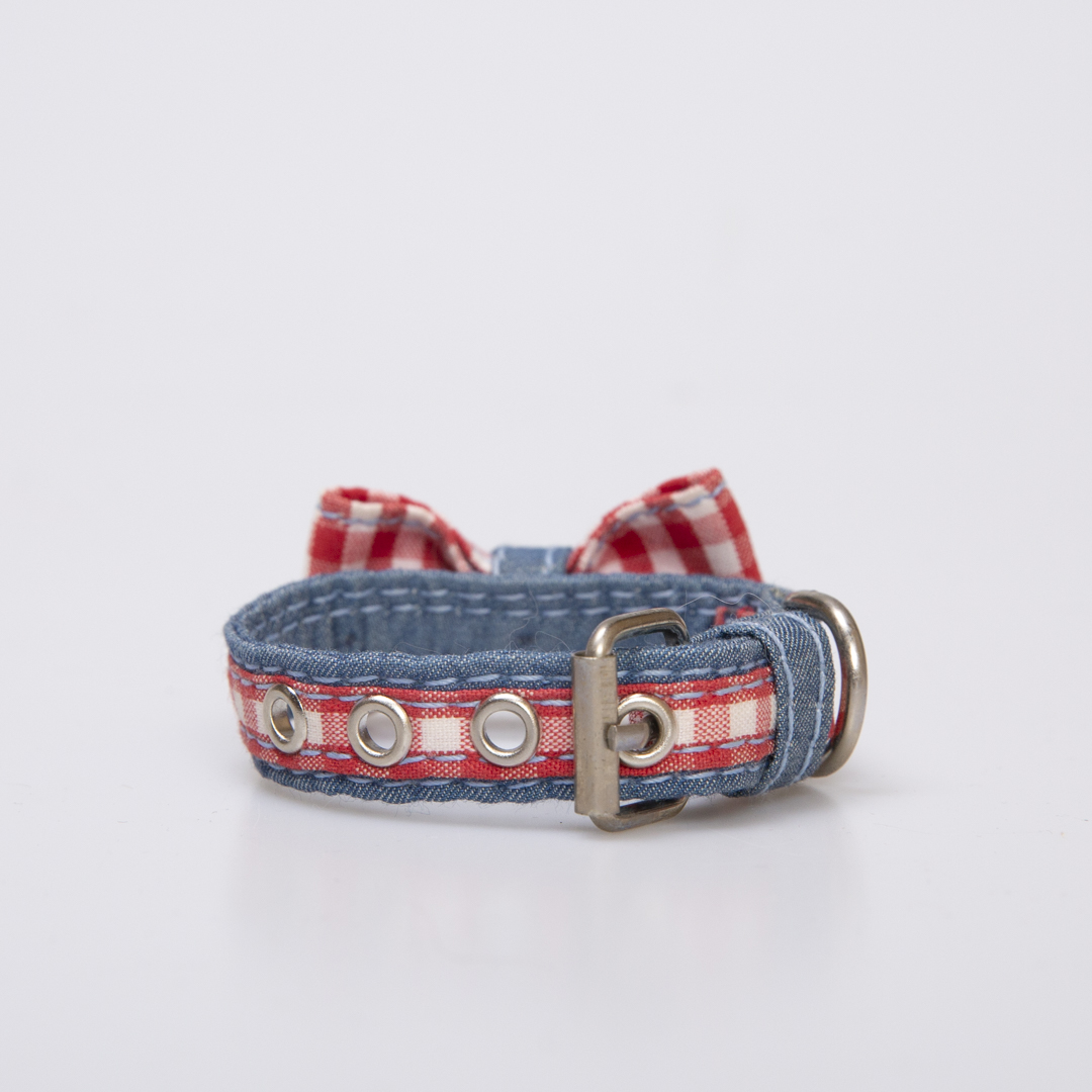 COLLAR PARA PERRO JEAN Y LAZO CUADROS - Imagen 4